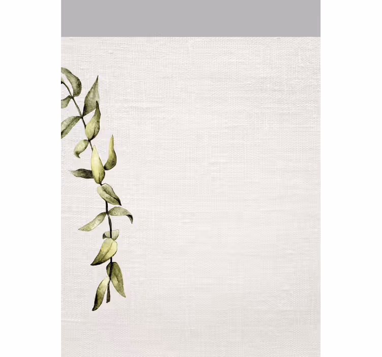 White linen imiation and branch of leaves bathroom blind - TenStickers
