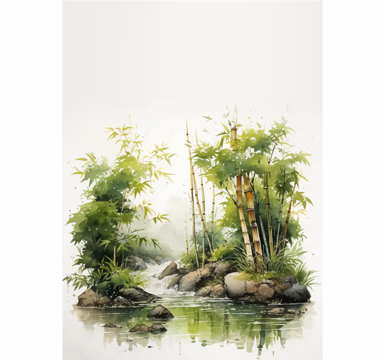 Zen bamboos and water fountain bathroom blind - TenStickers
