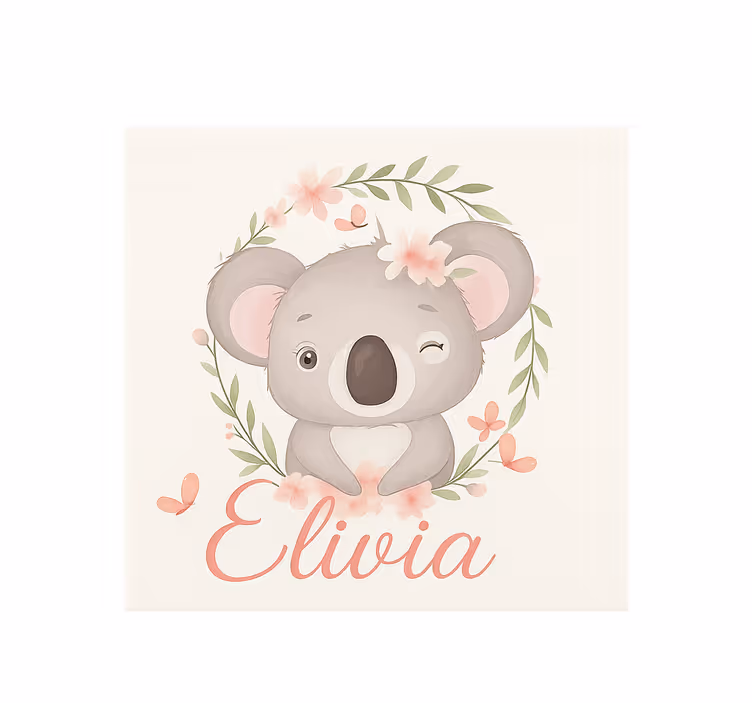 Koala with name customised roller blind - TenStickers