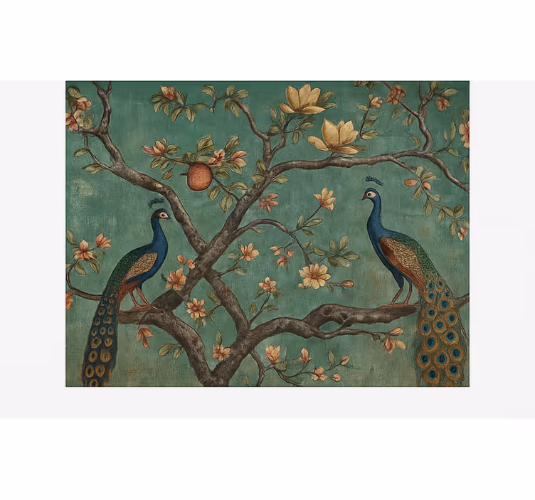 Ornate peacock tapestry living room blind - TenStickers