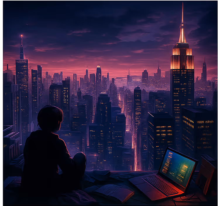 Futuristic skyscaper gamer view  blind geek - TenStickers