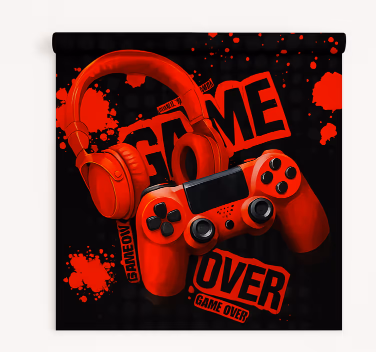 Red headphone game over  blind geek - TenStickers