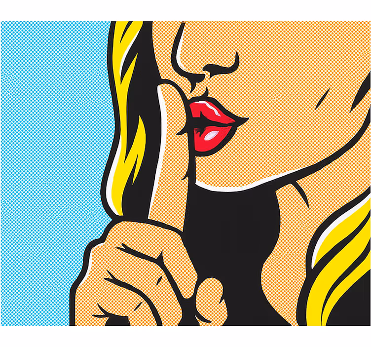 Pop art girl shushing blind teens - TenStickers