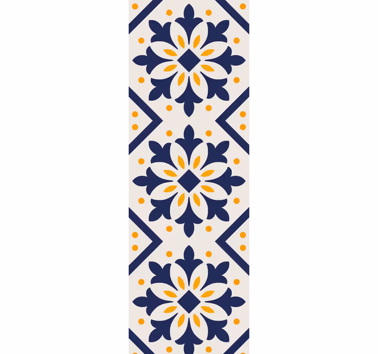 Blind kitchen with blue and vibrant yellow tiles - TenStickers
