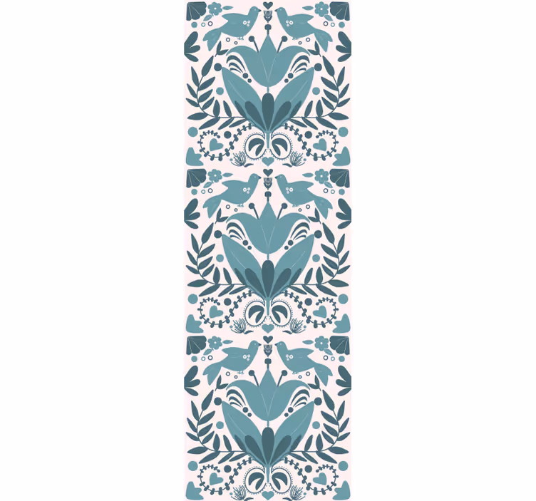 Blind kitchen blue folk art pattern with birds - TenStickers