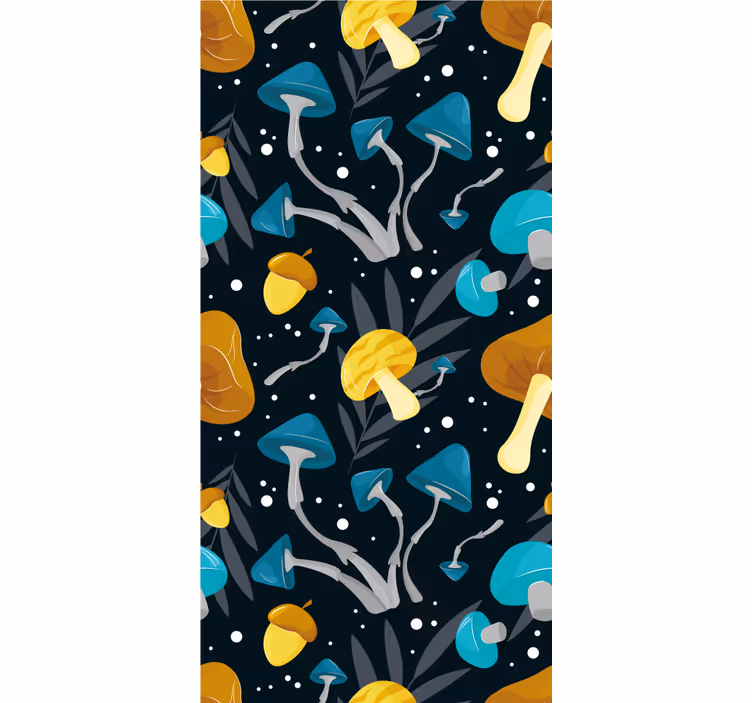 Blind kitchen blue and yellow mushroom design - TenStickers