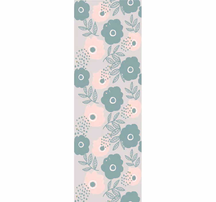 Dining room blind with pink and blue watercolor flowers - TenStickers