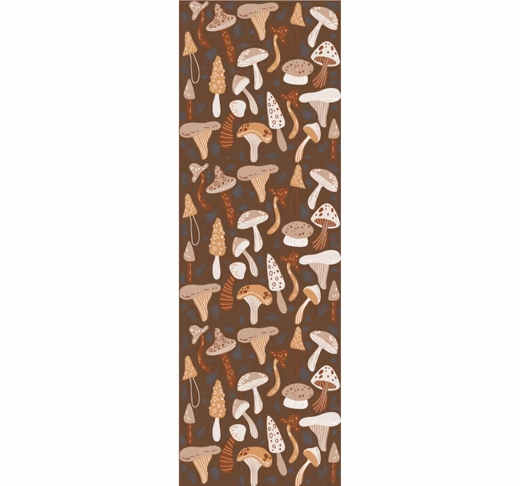 Dining room blind featuring forest mushrooms on brown - TenStickers