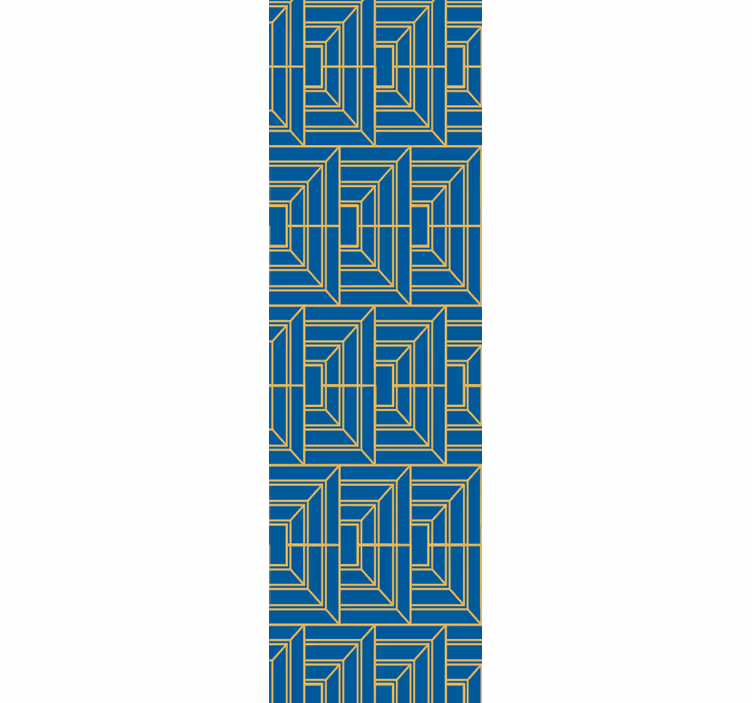 Dining room blind with gold lines on blue background - TenStickers
