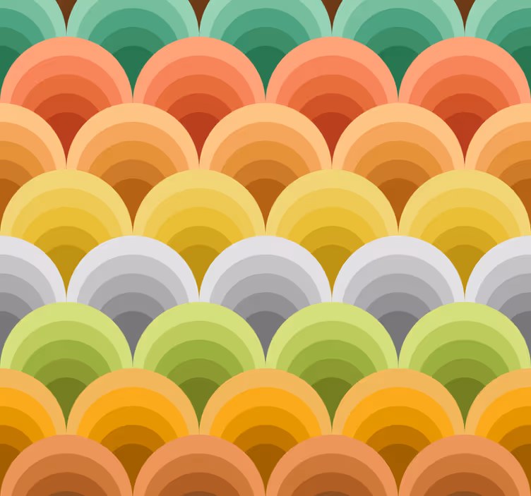 Dining room blind vintage with orange circles - TenStickers