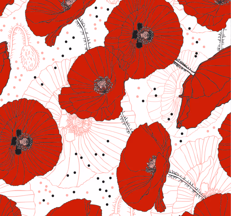 Dining room blind with floral design in red - TenStickers