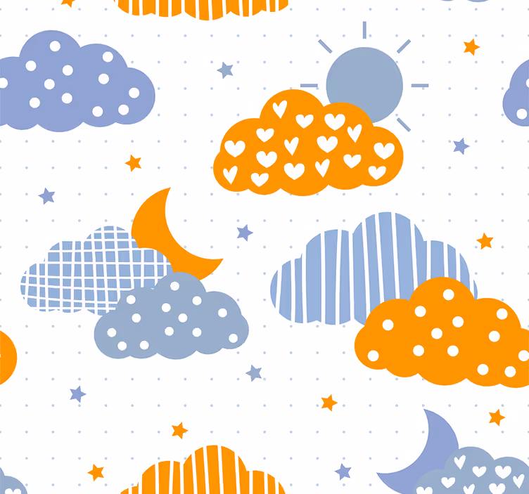 Blind children blue and orange clouds and sun - TenStickers