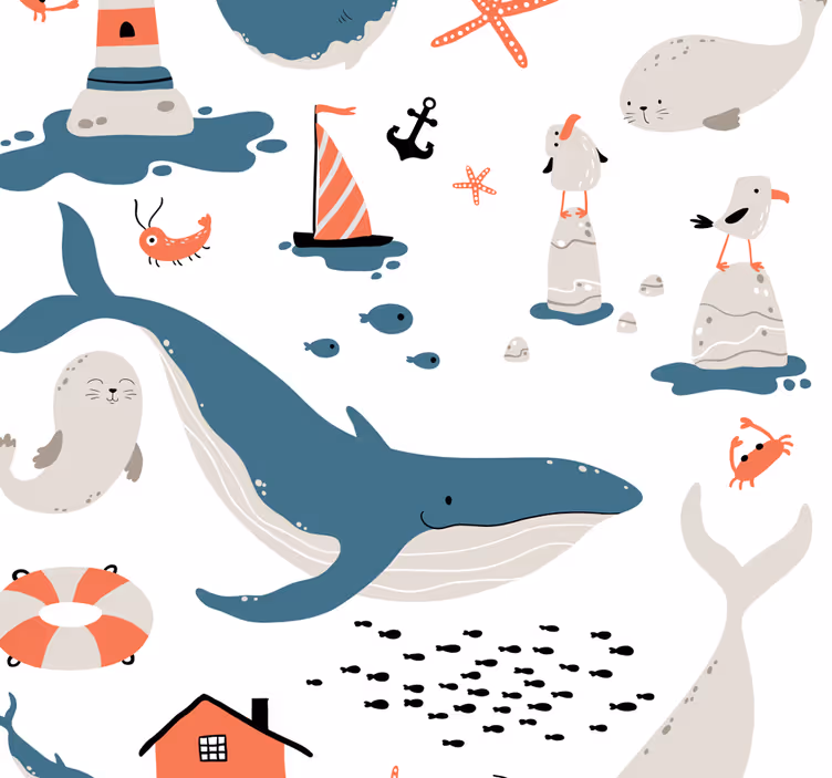 Blind children ocean whales themed toys - TenStickers