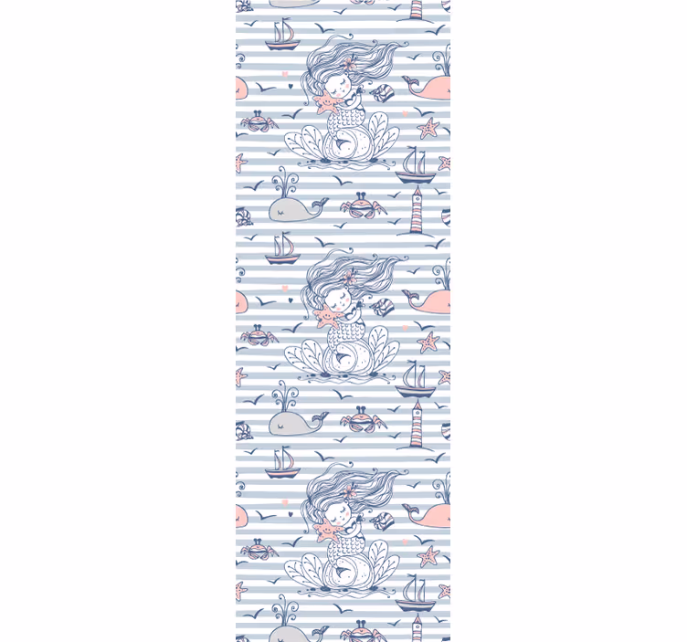 Blind children cute mermaid and sea creatures pattern - TenStickers