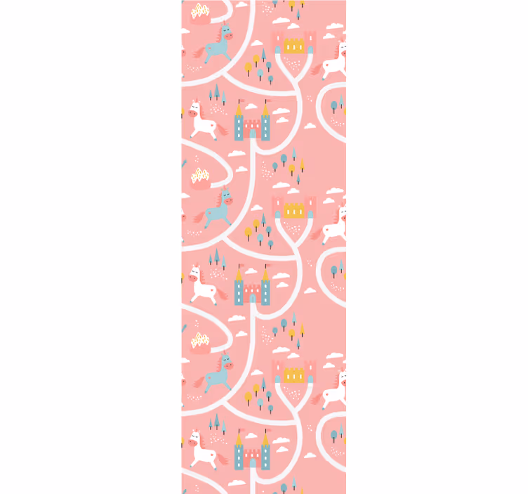 Blind children pink cartoon unicorns and castles - TenStickers