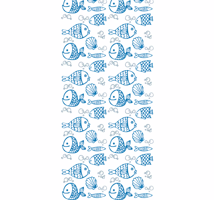 Blind children drawn blue fishes on white background - TenStickers