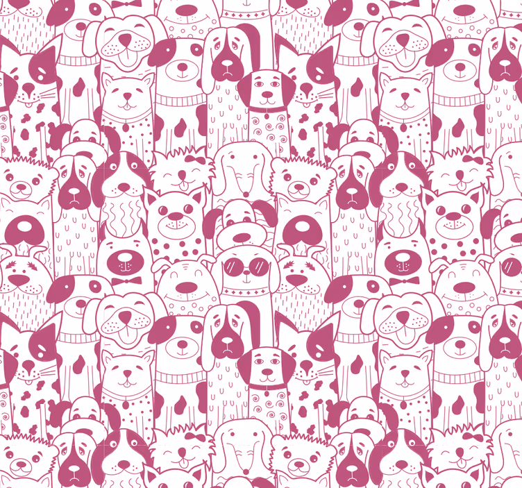 Blind children drawing of pink dogs with fur - TenStickers