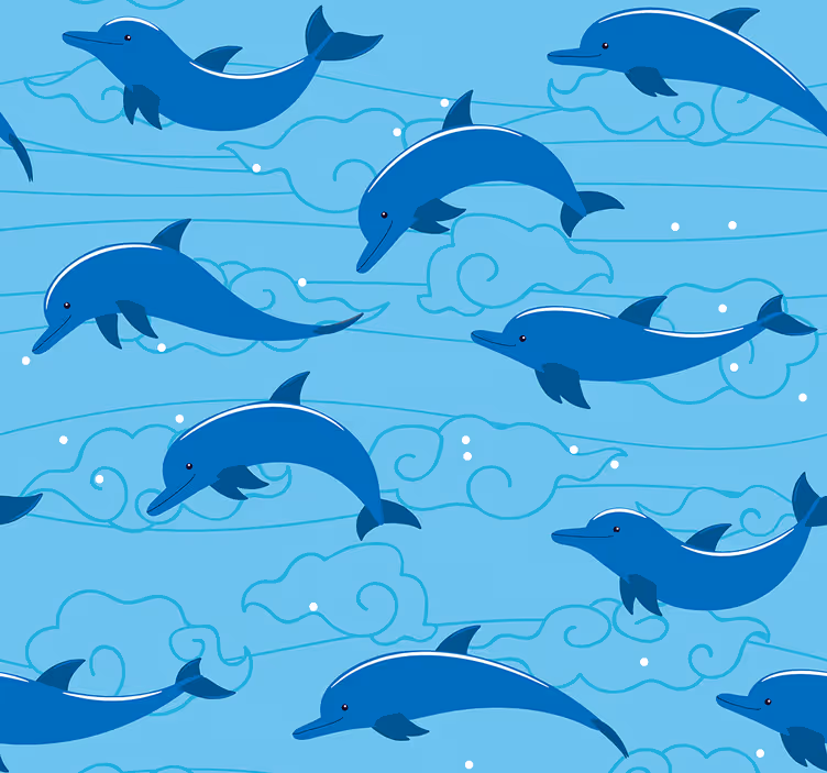 Blind children enjoy the sky with clouds and dolphins - TenStickers