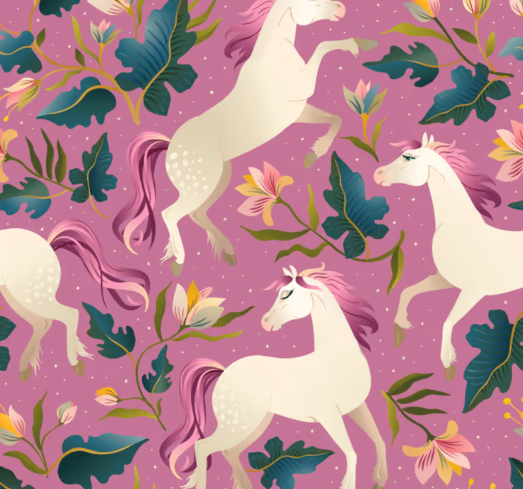 Blind children pink floral horse design - TenStickers
