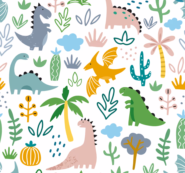 Blind children scandinavian jurassic pattern - TenStickers
