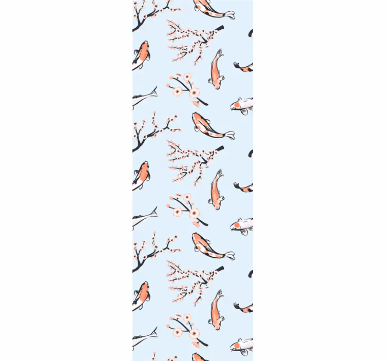 Modern blind with koi fish and cherry blossoms - TenStickers
