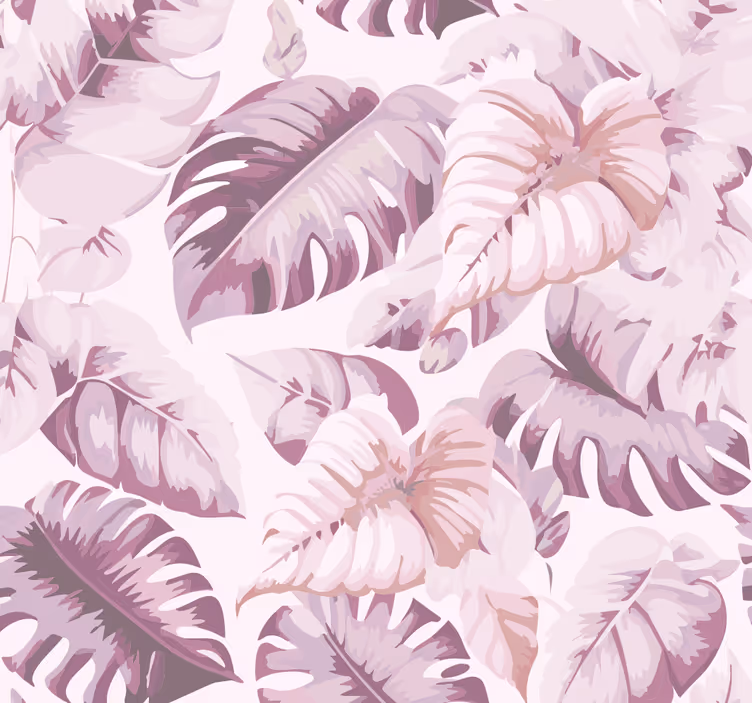 Blind pink large tropical leaves - TenStickers