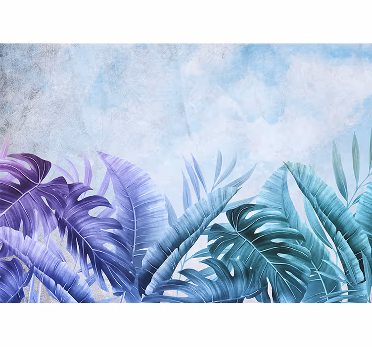 Blind kitchen with blue and purple tropical plants - TenStickers