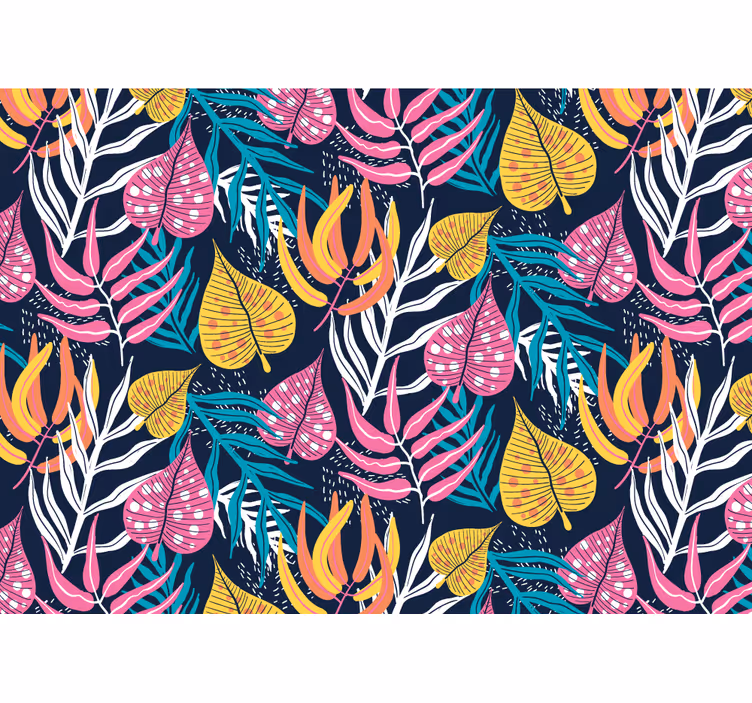 Blind kitchen multicolor leaves blue texture - TenStickers