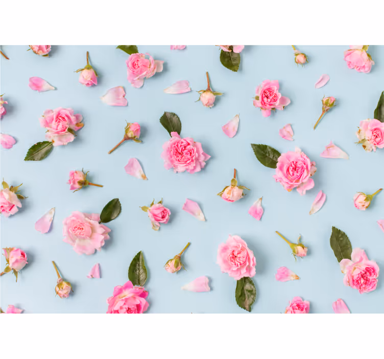 Blind kitchen blue background with different roses - TenStickers