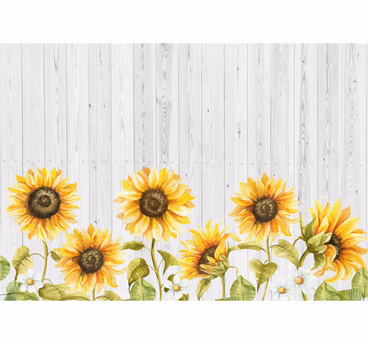 Blind kitchen sunflowers on gray wood - TenStickers