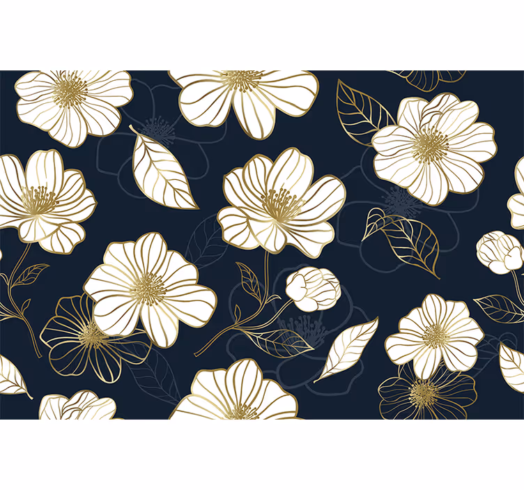 Blind kitchen minimalist floral line art with gold - TenStickers