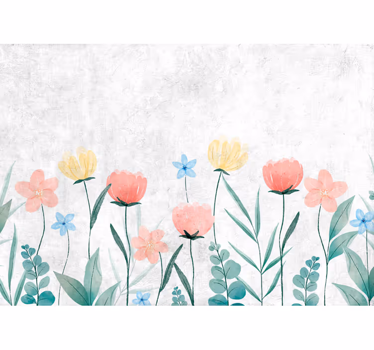 Blind kitchen colorful flowers on white background - TenStickers
