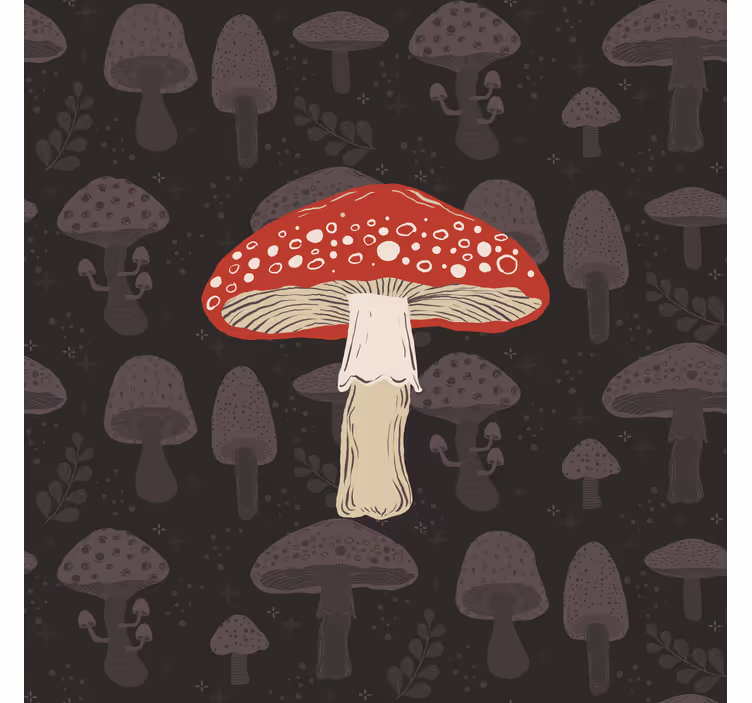 Blind kitchen hand-drawn original mushroom design - TenStickers