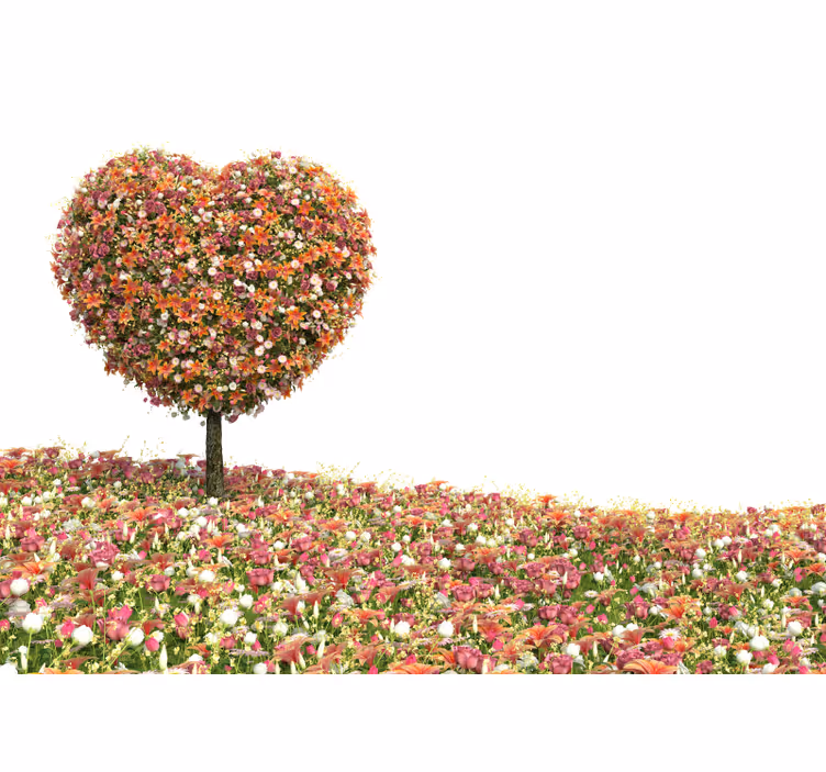 White window blind fantasy heart tree mural - TenStickers