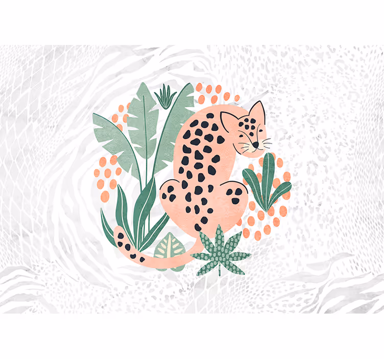 White window blind featuring tropical trees and tigers - TenStickers