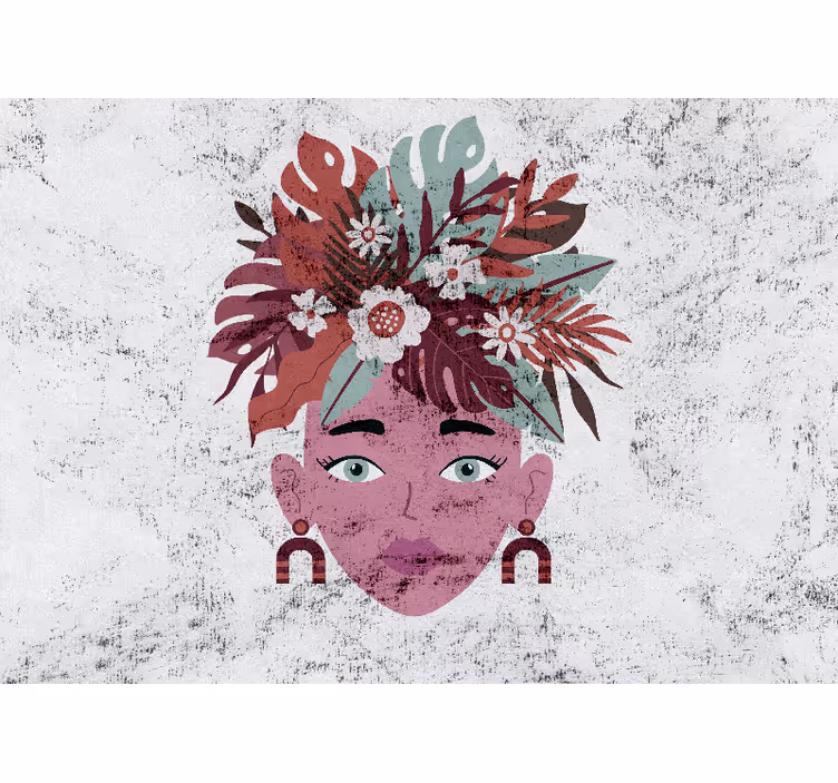 White window blind with modern woman and flowers - TenStickers