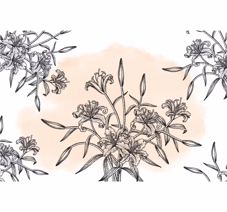 White window blind with lily mural wallpaper - TenStickers