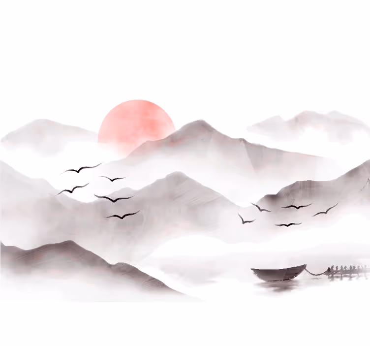 White window blind watercolor mountains - TenStickers