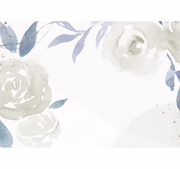 White window blind floral decor art illustration - TenStickers