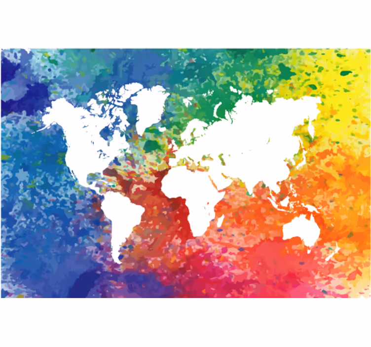 Living room blind with artistic colorful world map - TenStickers