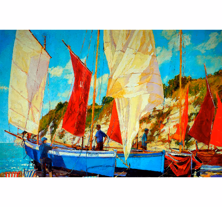 Living room blind three boats on the water - TenStickers