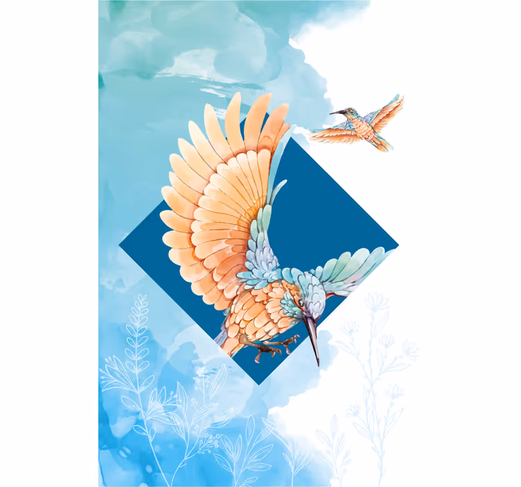 Living room blind with kingfisher birds design - TenStickers
