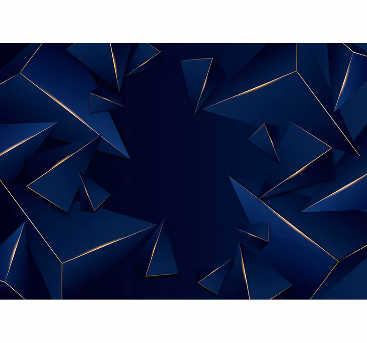 Black roller blind with blue and gold geometric pattern - TenStickers