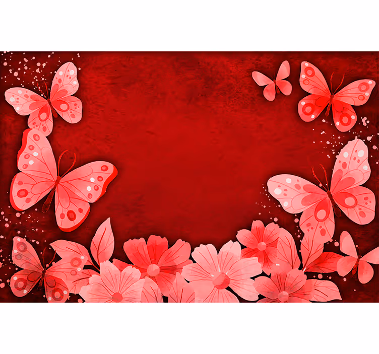 Red blind with floral and butterfly design - TenStickers