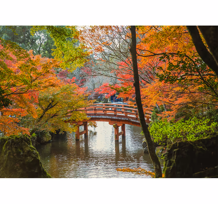 Living room blind japanese garden forest - TenStickers