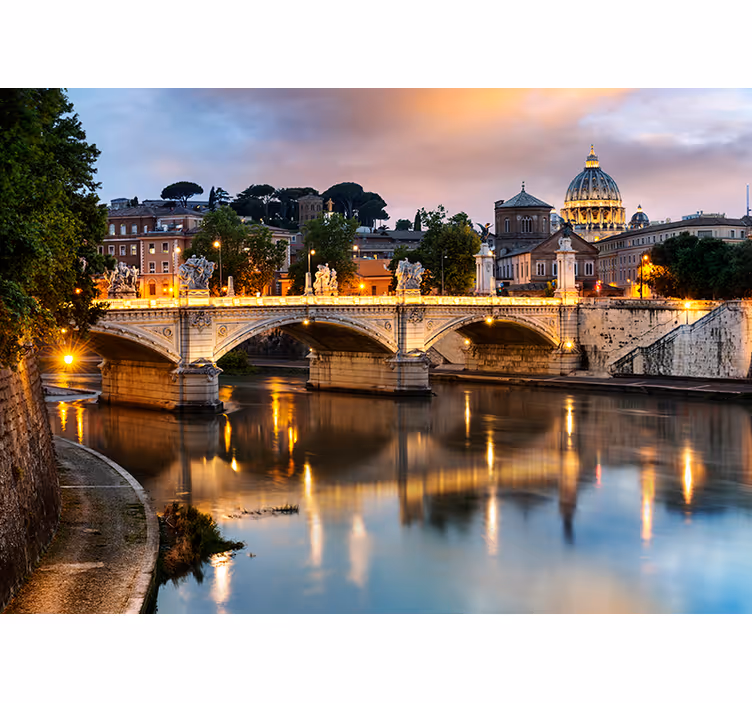Living room blind with rome from tevere photomural - TenStickers