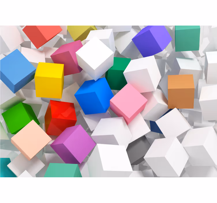 Living room blind 3d colorful cube mural - TenStickers
