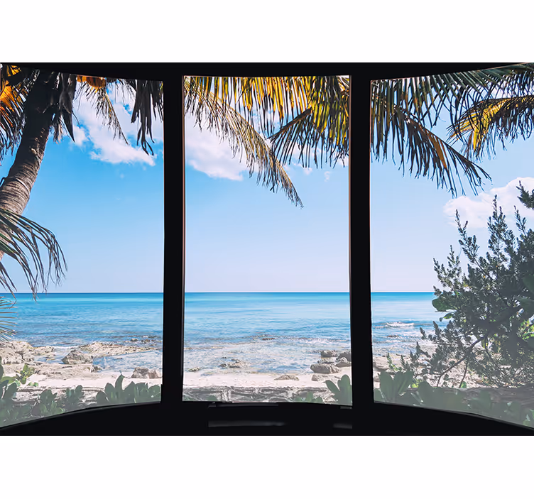 Living room blind with 3d sea landscape view - TenStickers