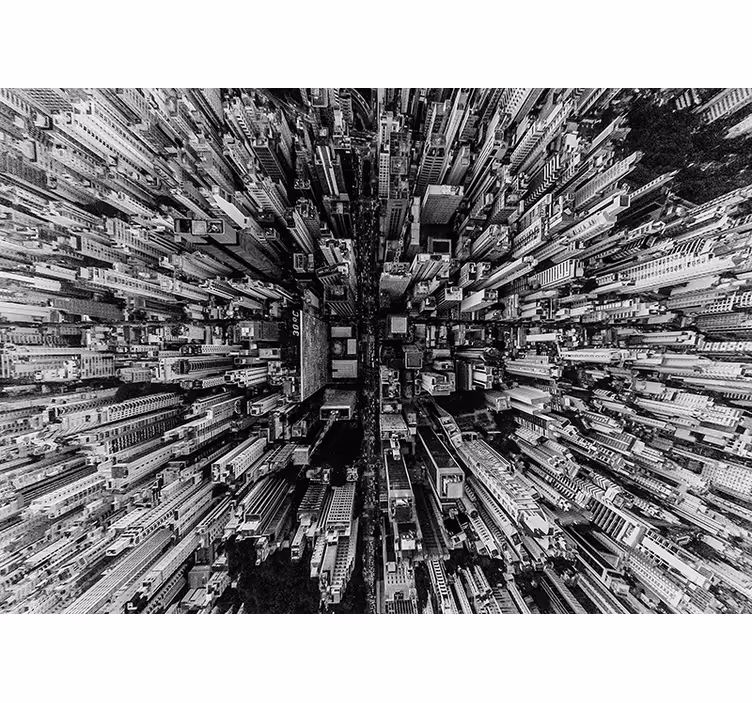 Living room blind cityscape elegance - TenStickers