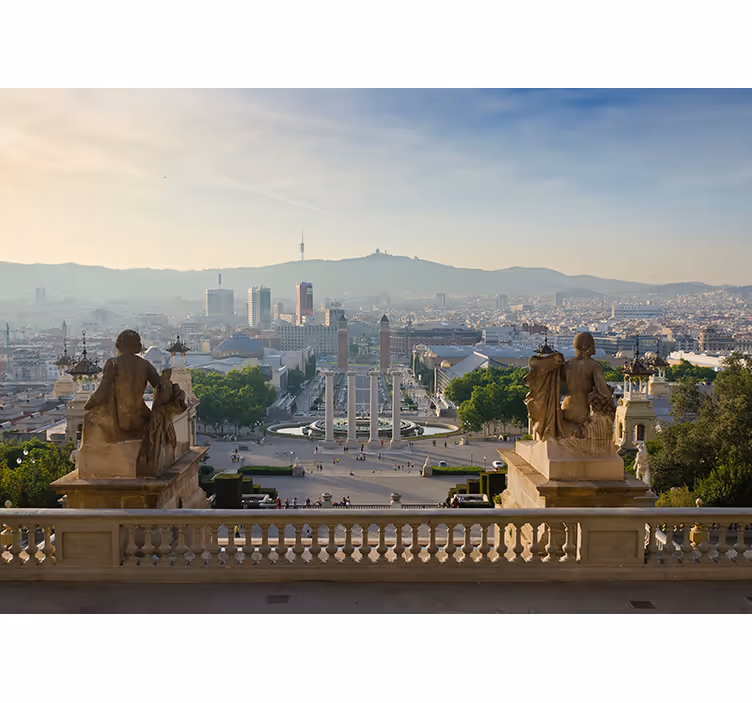Living room blind barcelona montjuïc fountain mural - TenStickers